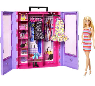Barbie Fashionista Armario portátil para ropa de muñeca por 25,99€.