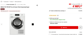 Miele TCR 790 WP warmtepompdroger voor €1.651,97 bij de Mediamarkt