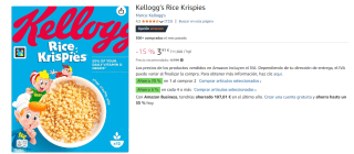 4 Paquetes de Cereales Kellogg's Rice Krispies 360g por 9.07€