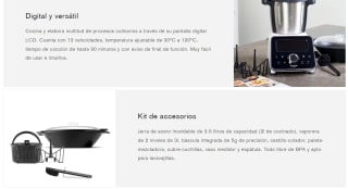 Robot Cocina Taurus Foodie Acero Inoxidable 1.500W - 3,5L - 31 Funciones + libro recetas por 160€