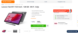 Lenovo Tab M11 10.9 inch - 128 GB - Wi-Fi - Grijs voor €189 bij Paradigit