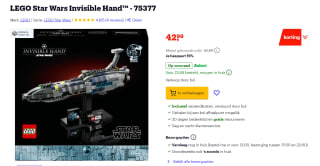 LEGO Star Wars Invisible Hand™ voor €42,99 bij Bol