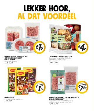 Jumbo actie de euro show 4 weken lang heel veel producten voor €1