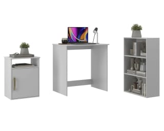 Set escritorio + librero + kardex Compacto blanco por solo $49.990