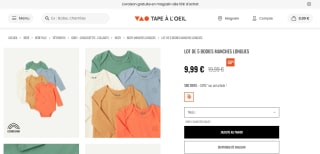 [Membres Taokids] Lot de 5 Bodies Manches Longues à 9,99€