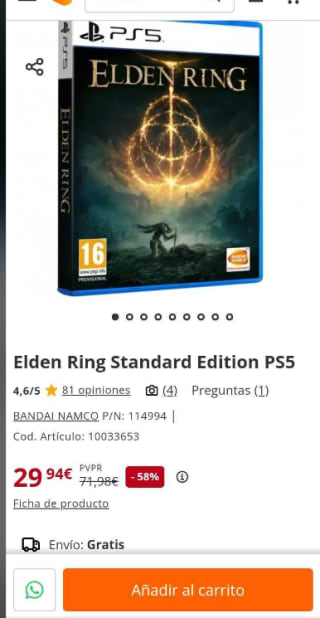 Juego para PS5 Elden Ring PlayStation 5 por 29,94€