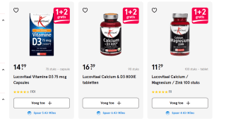 1+2 gratis op geselecteerde Lucovitaal vitamine bij de Etos