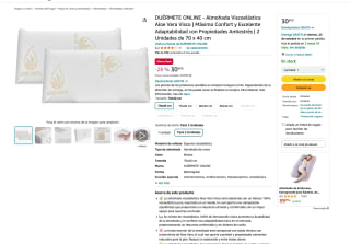 2 Almohadas Viscoelásticas Aloe Vera Visco por solo 30,99€