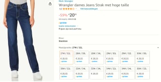 Wrangler dames Jeans voor €20,55 bij Amazon