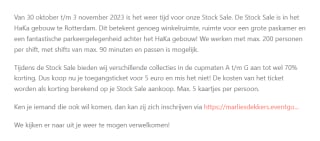 Stocksale in oktober 2023 bij Marlies Dekker