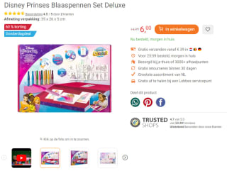 Disney Prinses Blaaspennen Set Deluxe voor €6 bij Lobbes