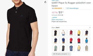 GANT Pique Ss Rugger Men's Polo Shirt voor €31,43 bij Amazon.nl