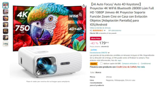 Proyector 4K WiFi6 Bluetooth 28000 Lúm Full HD 1080P por 99,99€