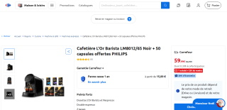Cafetière Philips L'Or Barista LM8012/65 Noir + 50 capsules à 59,99€