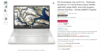 Ordenador Portátil HP Chromebook 14" Full HD Intel Celeron N4500 4GB 64GB Chrome OS por 199,99€