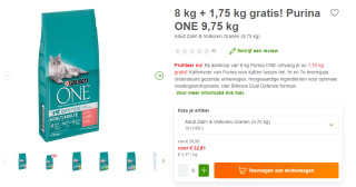 Purina ONE 9,75 kg Adult Zalm & Volkoren Granen voor €32,81 bij Zooplus