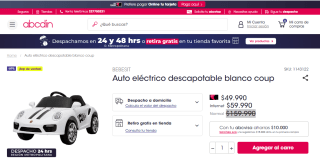 Auto eléctrico Bebesit descapotable blanco coup por $49.990
