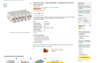 Victoria Cerveza 24 Latas x 330 ml por solo 12,08€