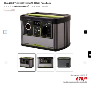 GOAL ZERO Yeti 200X 51000 mAh 200Wh Powerbank voor 70,84 euro