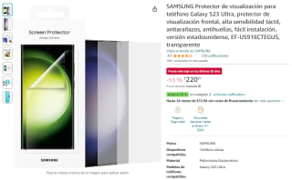 Protector de Pantalla Samsung Galaxy S23 Ultra Original por $221 en Amazon