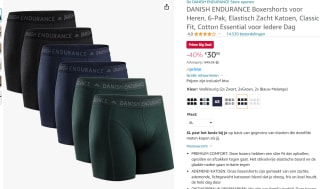6 -Pack DANISH ENDURANCE Boxershorts voor €30,06 bij Amazon