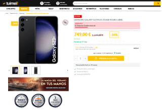 Samsung Galaxy S23+ 5G 8GB 256GB por solo 749€