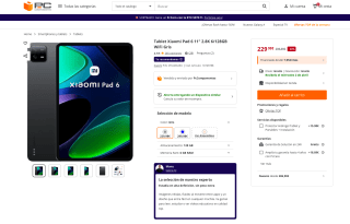 Xiaomi Pad 6 11" 2.8K 6/128GB WiFi Gris por solo 229,98€