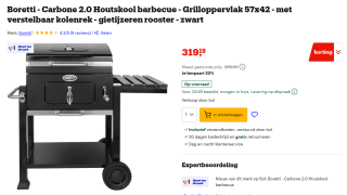 Boretti - Carbone 2.0 Houtskool barbecue - Grilloppervlak 57x42 voor €319,19 bij Bol