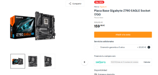 Placa Base Gigabyte Z790 EAGLE Socket 1700 por 159,95€