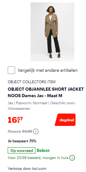 Tot 75% korting op jassen voor volwassenen bij Bol.com