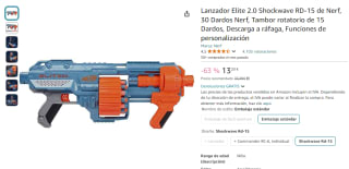 Nerf Lanzador Elite 2.0 Shockwave RD-15 por 13,20€