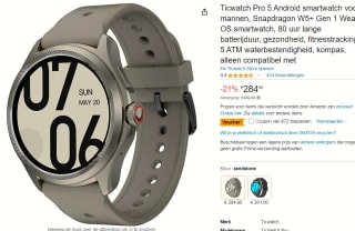 Ticwatch Pro 5 Android Smartwatch Snapdragon W5+ voor €224,98 bij Amazon