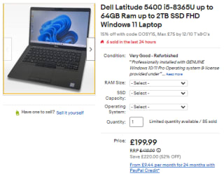 Gather Dell Latitude 5400 laptop from eBay for £207.99