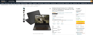 Notebook da Lenovo, modelo ideapad Gaming 3i i5-11300H - R$ 3.499,99