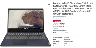 Lenovo IdeaPad 3 Chromebook 15IJL6 Laptop (82N40042MH) | 15.6" FHD Scherm voor €229 bij Amazon