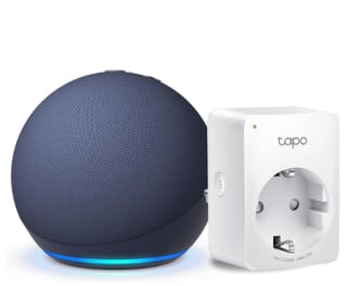 Echo Dot (5.ª generación) | Azul marino + Tapo P100MA - Matter Mini Enchufe Inteligente, compatible con Alexa - Kit de inicio de Hogar digital por 31.99€
