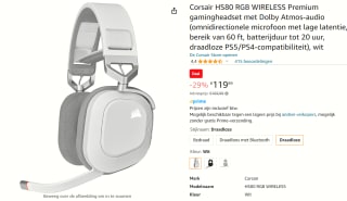 Corsair HS80 RGB Wireless Gaming Headset voor €119,99 bij Amazon