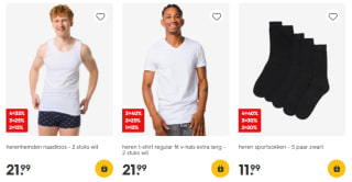 Tot 40% stapelkorting op heren sokken, ondergoed & basic t-shirts bij HEMA