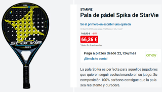 Pala de pádel StarVie Spika por 66.36€