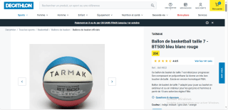 Ballon de basketball taille 7 - BT500 bleu blanc rouge à 25€