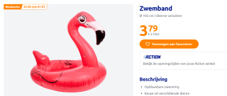 Zwemband Ø 102 cm in diverse varianten voor €3,79 bij de Action