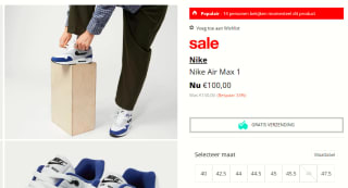 Nike Air Max 1 White/ Black-Deep Royal Blue voor €100 bij Sizeofficial