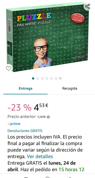 Puzle clase de matemáticas 500 piezas por 4,41€