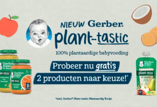 Probeer 2 gratis Gerber babyvoeding producten dmv cashback