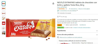 Chocolate Nestlé Extrafino con leche y galleta Tosta Rica por 0,95€