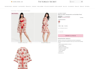 Bata de malla Victoriassecret transparente con bordado floral por solo 27,29€