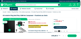 Kit solaire Plug And Play 3280 Wc Sunpower à 879,90 €