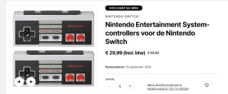 Nintendo Switch NES draadloze controllers voor €29,99 in de Nintendo eShop