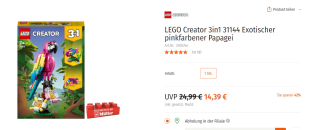 LEGO Creator Exotische roze papegaai - 31144 voor €14,39 bij Mueller