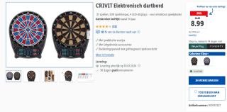 Crivit elektronisch dartbord voor €8,99 bij Lidl